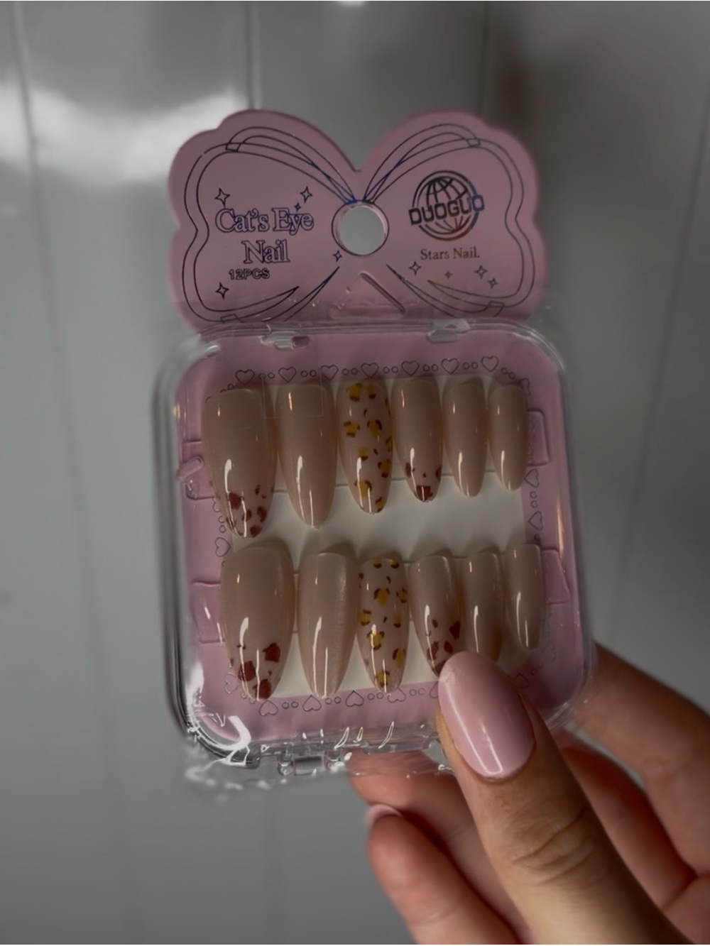 Cat Eye Press On Nails 12pcs Reusable Nude Leopard NWT
